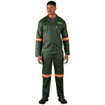 Acid Resistant Polycotton Conti Suit - Reflective Arm, Legs & Back - Orange Tape - Image 3