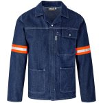Cast Premium 100% Cotton Denim Jacket - Reflective Arms - Orange Tape - Image 9