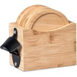 Okiyo Kanpai Bamboo Coaster & Bottle Opener Set - Image 4