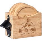 Okiyo Kanpai Bamboo Coaster & Bottle Opener Set - Image 2