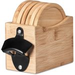 Okiyo Kanpai Bamboo Coaster & Bottle Opener Set - Image 5