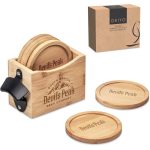 Okiyo Kanpai Bamboo Coaster & Bottle Opener Set - Image 14